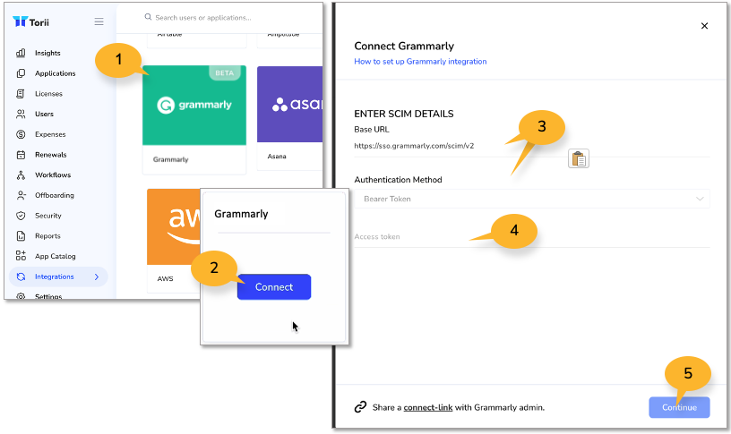 Connect Grammarly window in Torii