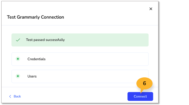 Test connection window