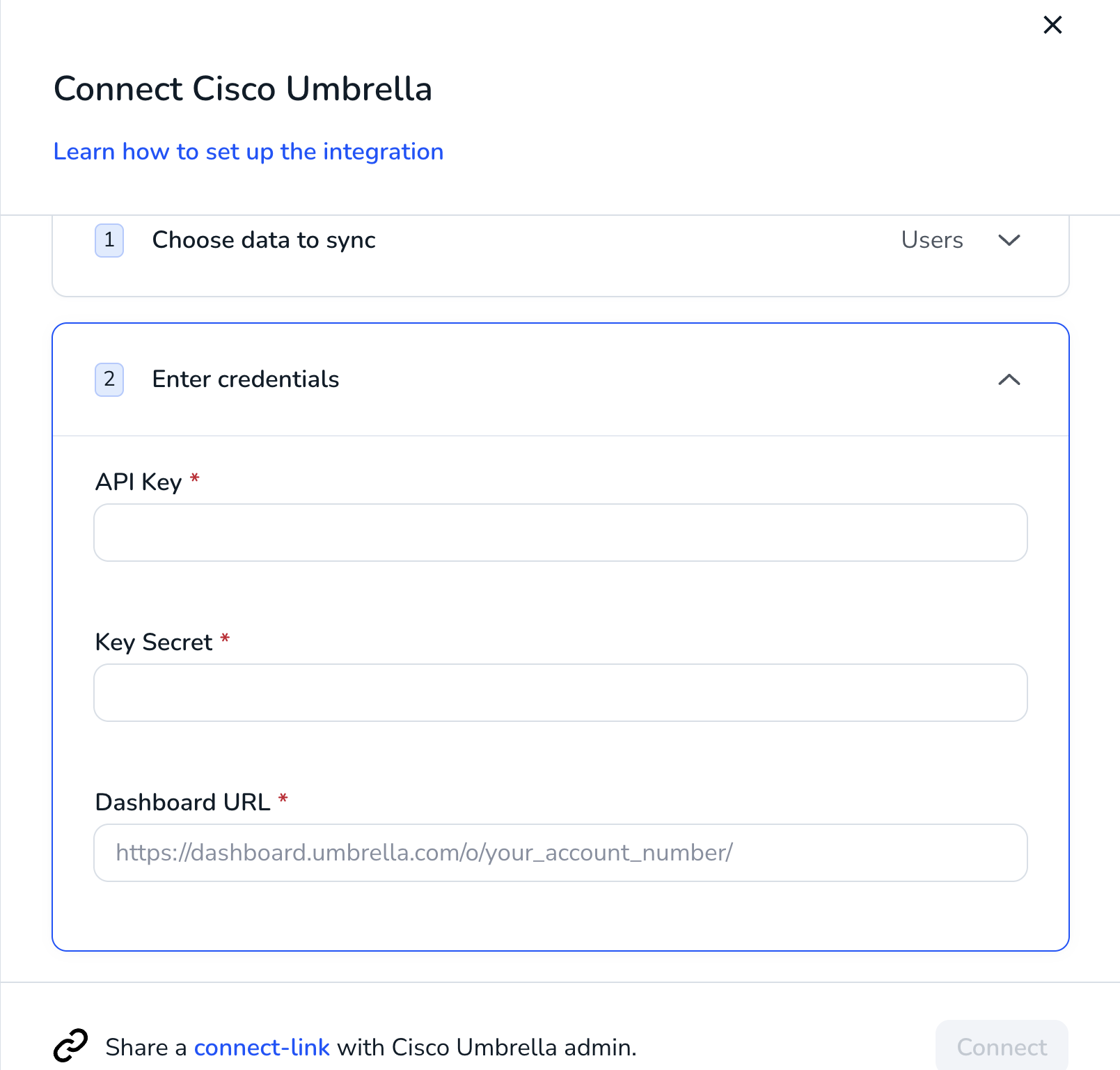 Connect Cisco Umbrella form